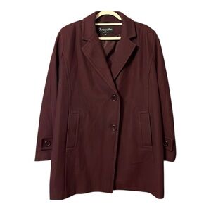 Burgundy  3/4 Coat, Wool Blend, Fully Lined, Pockets, Wine, Size 14